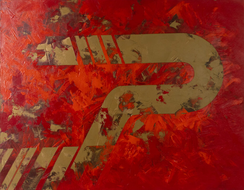 Abstraction sur fond rouge