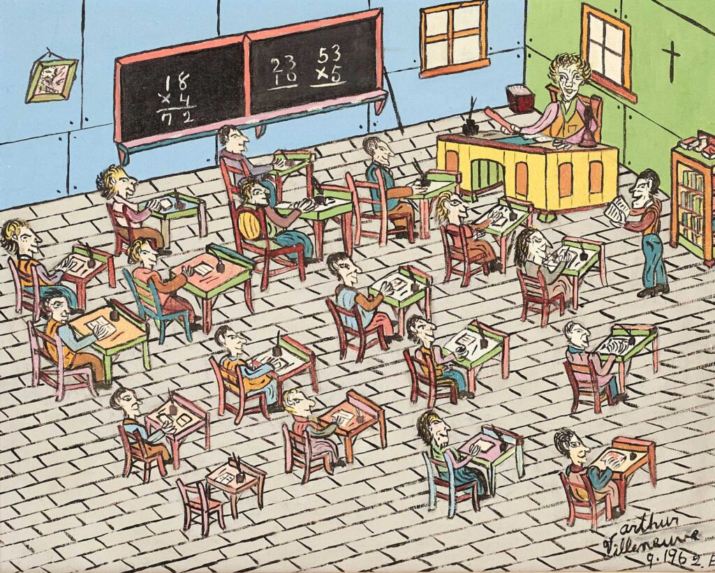 « Élève récitant sa lecon en classe »