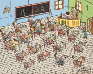 « Élève récitant sa lecon en classe »