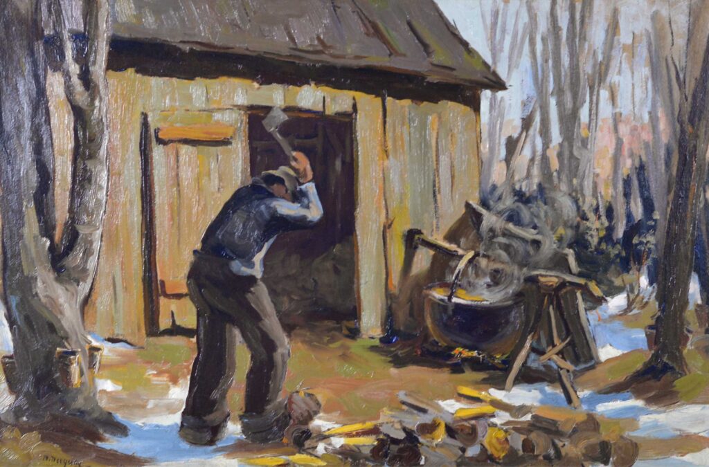 Homme fendant du bois